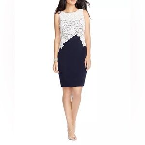Ralph Lauren Navy Dress with White Lace Overlay